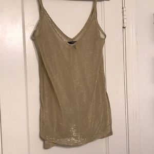 Forever 21 Sheer Gold Metallic Tank S